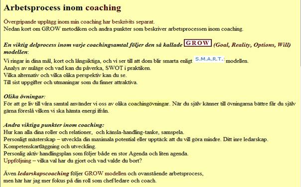 Kent Lundgrens coachinghemsida - arbetsprocess